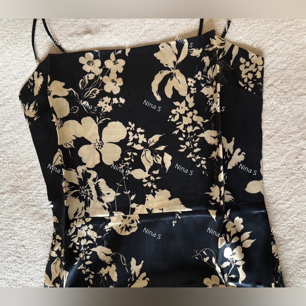Reformation Black and Cream Floral Slip Midi Dress - Picture 4 of 6